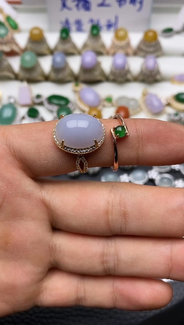 银S925镶嵌戒指翡翠/0035