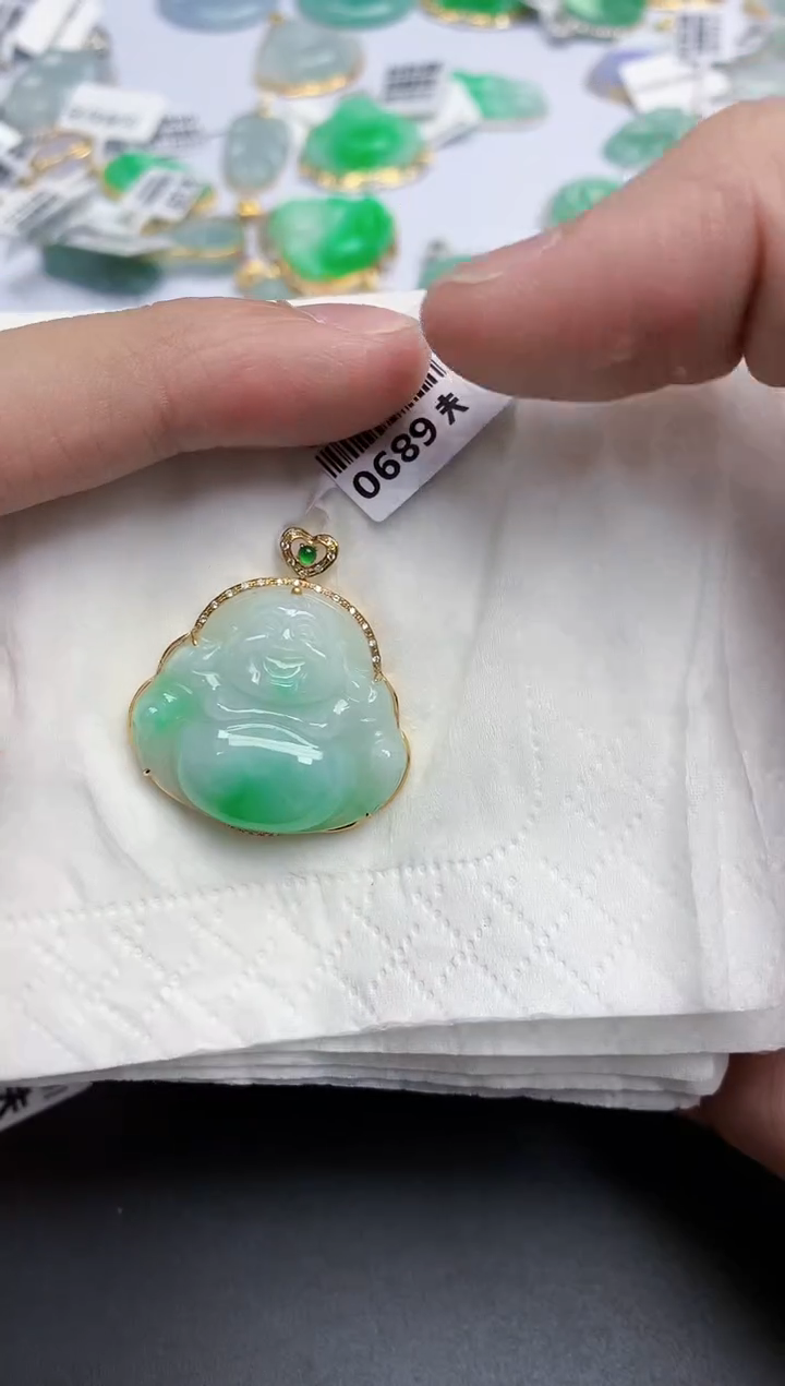 【闪购商品】翡翠颈饰18K金镶嵌天然缅甸翡翠A货