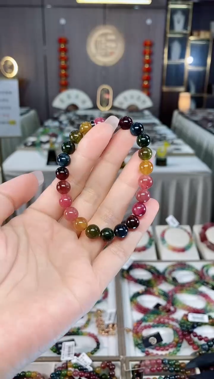 老矿碧玺单圈手串8mm+未镶嵌碧玺hon多样性发货一条