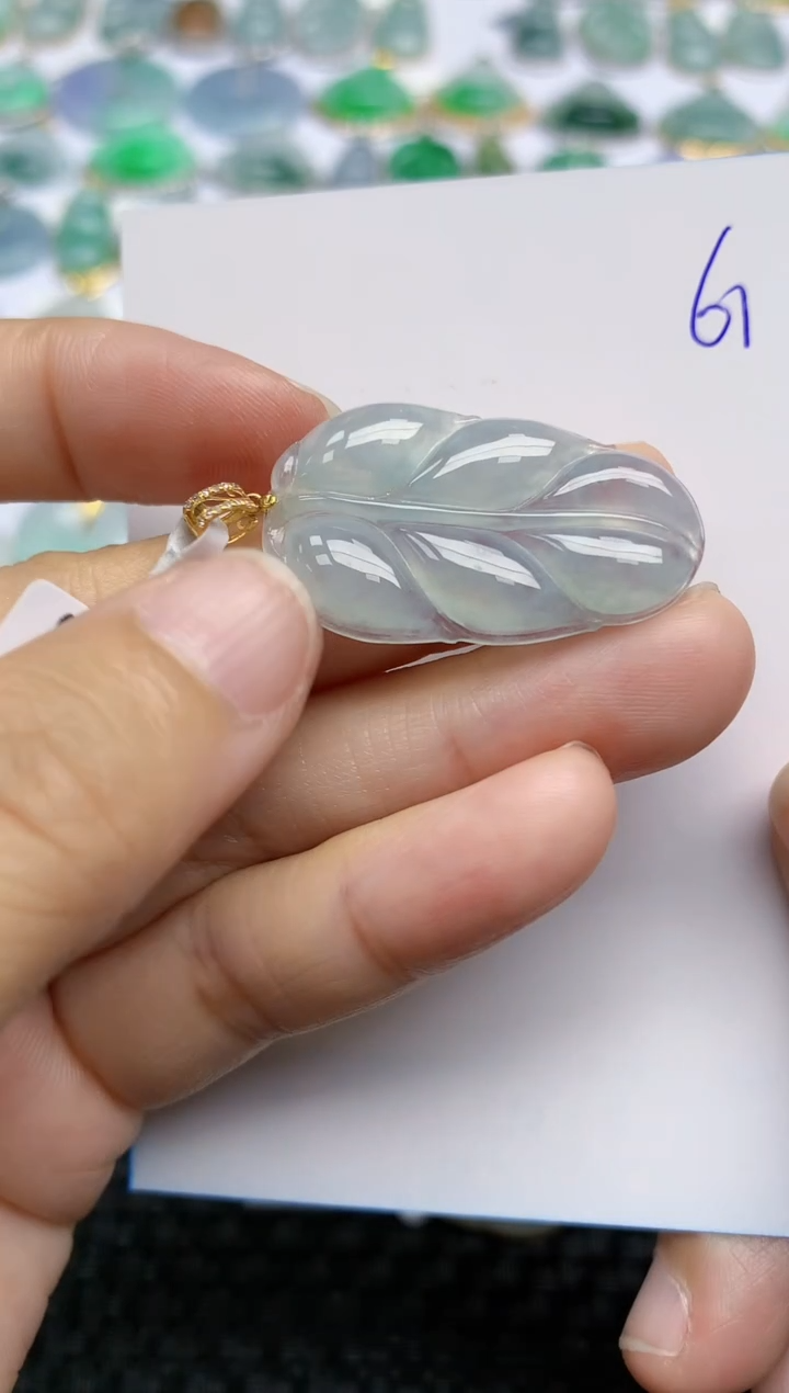 【闪购商品】翡翠挂件18K金镶嵌天然A货翡翠 61