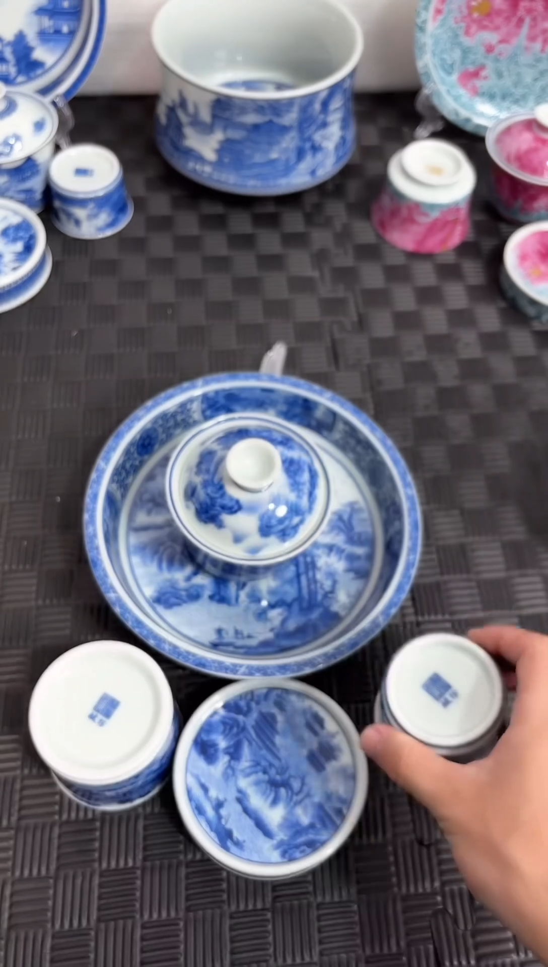 其他陶景德镇陶瓷茶具青花春山图套组