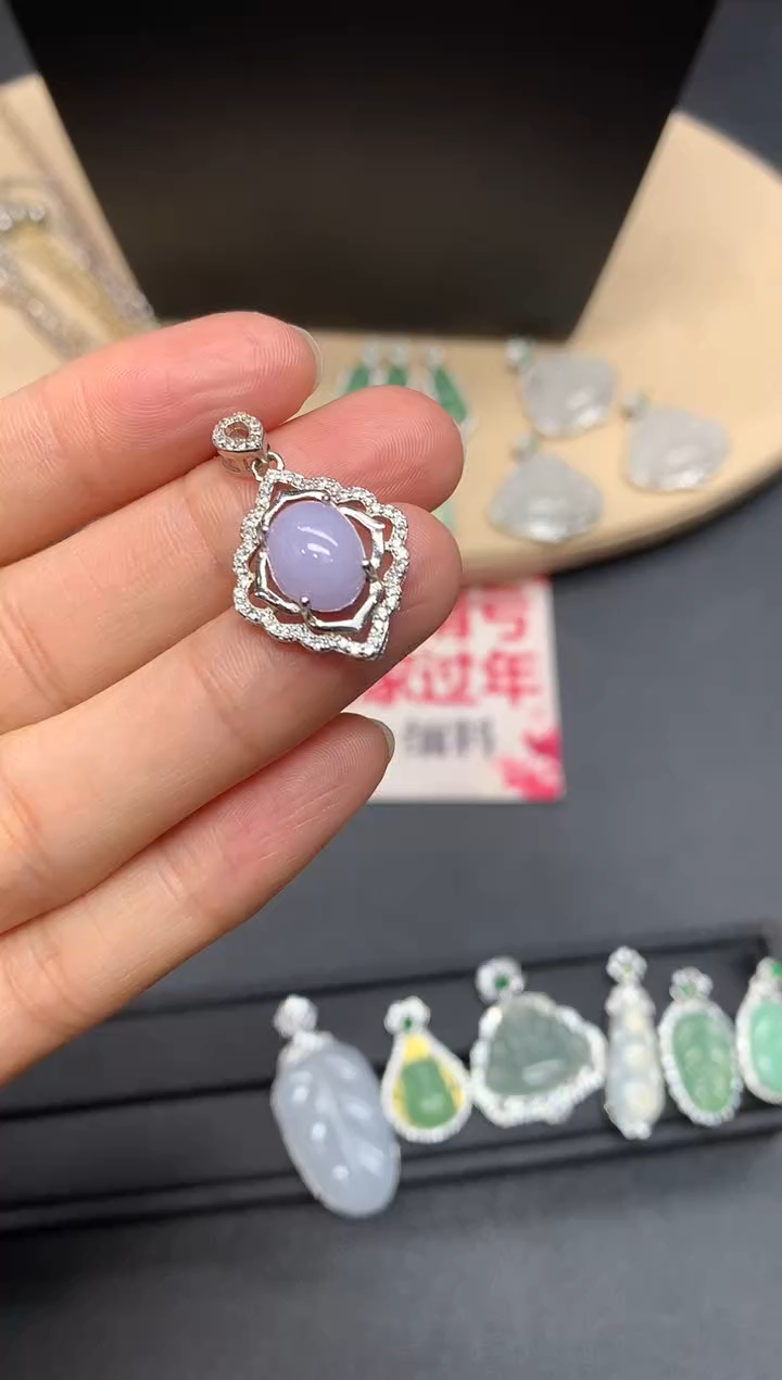 【闪购商品】翡翠吊坠(不含链)银S925镶嵌蛋面【多样性发其一】