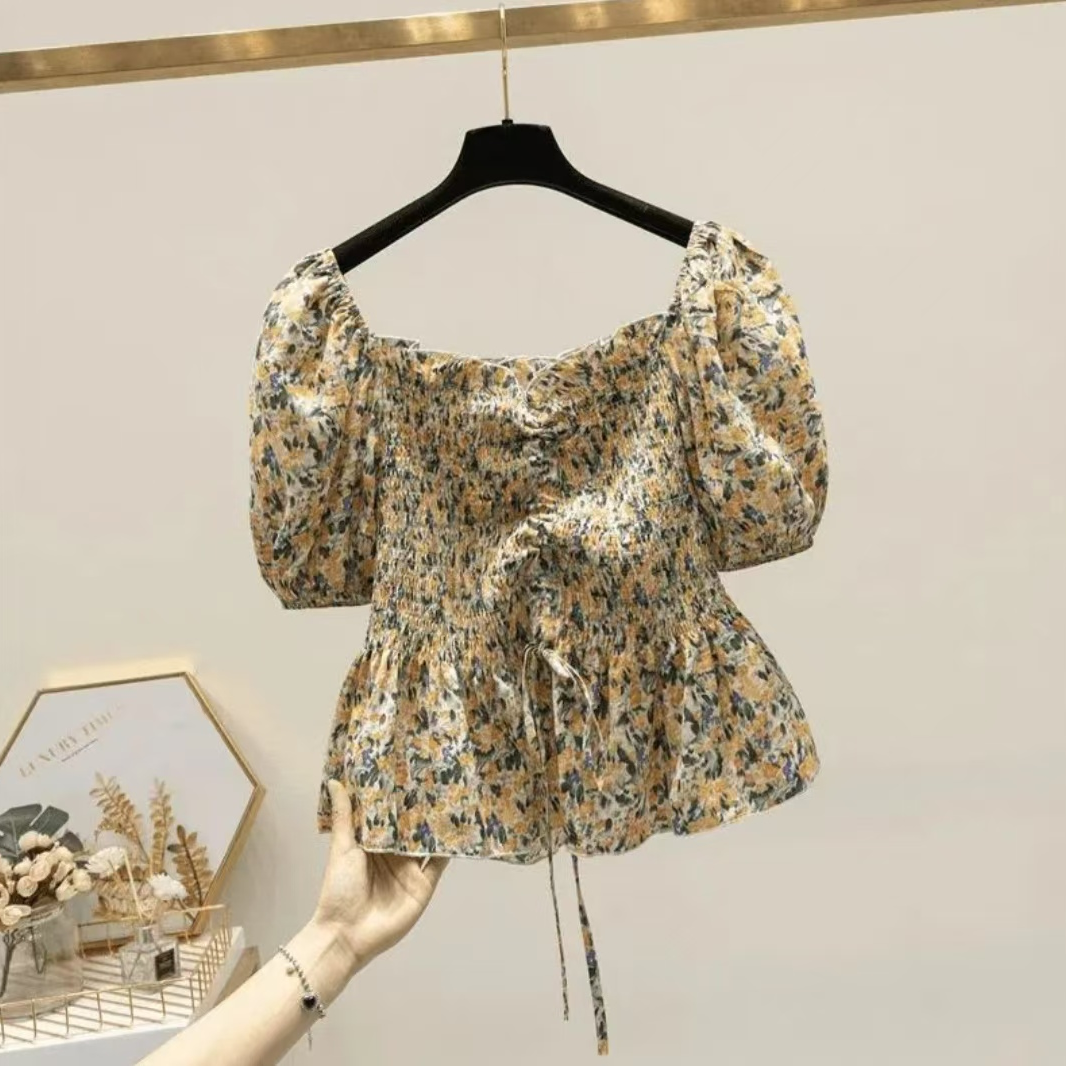 直播间专属链接，连衣裙碎花短款泡泡袖时尚