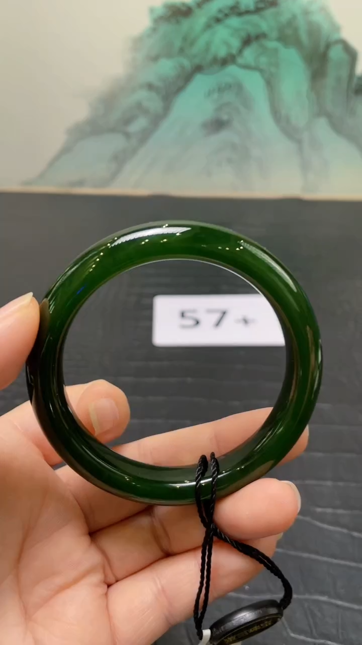 未镶嵌手镯和田玉（碧玉）草***兔57+