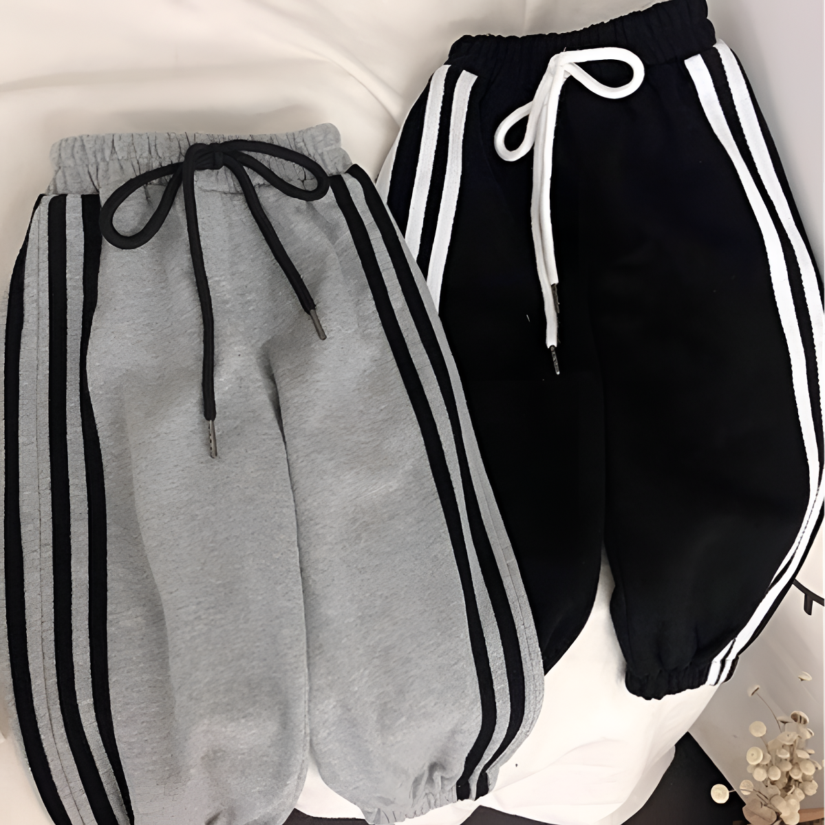 男童裤韩国童装秋季儿童杠条侧拼女宝宝宽松休闲裤运动卫衣裤洋气