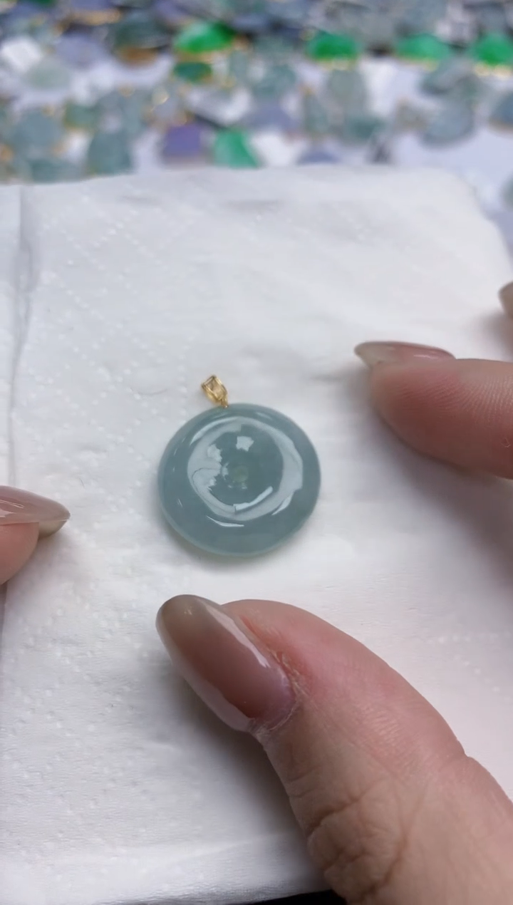 【闪购商品】翡翠颈饰18K金镶嵌天然缅甸翡翠A货