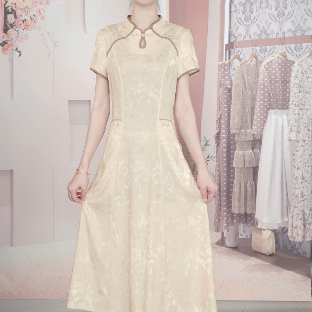 [221]2025夏季新款气质修身百搭显瘦高贵洋气新中式连衣裙
