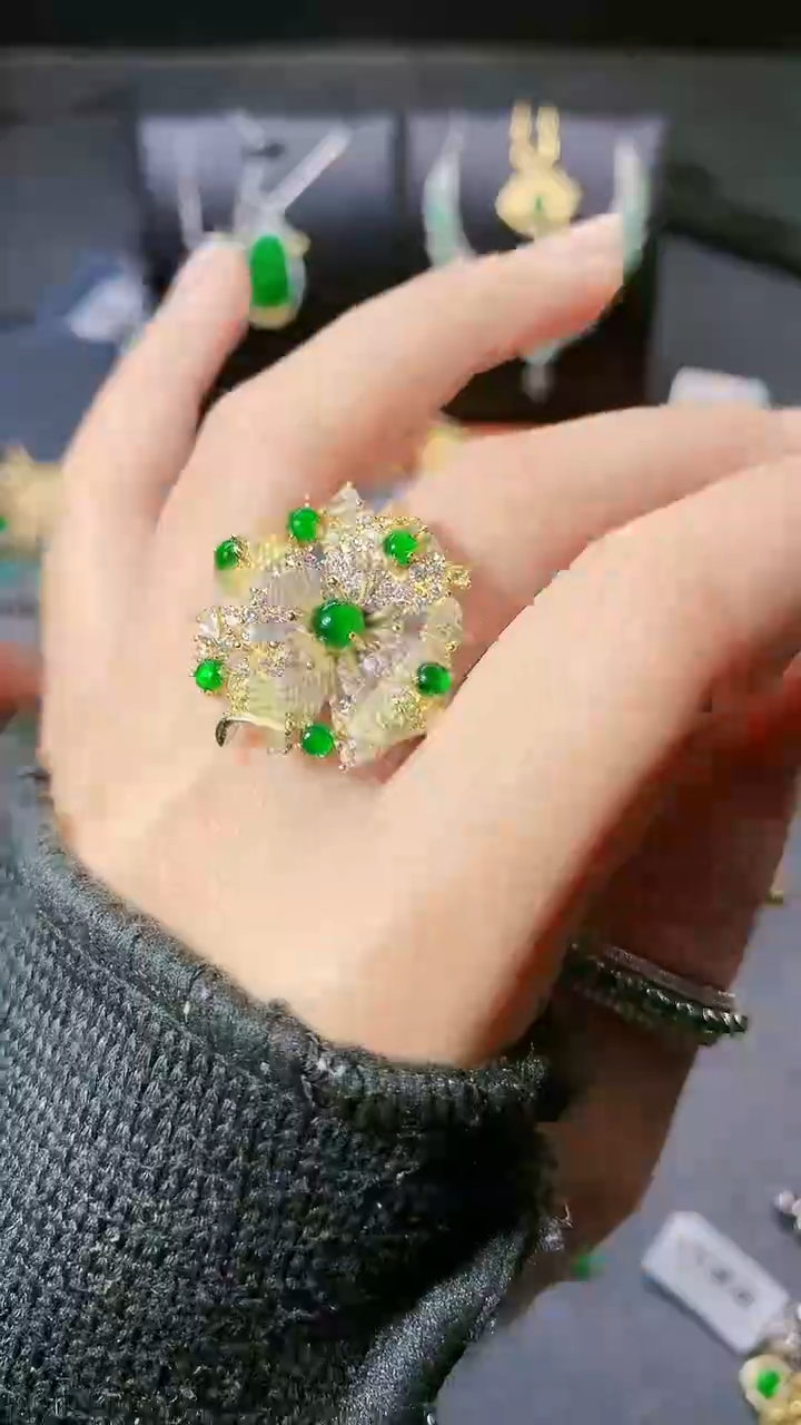 【闪购商品】翡翠戒指银S925镶嵌戒指