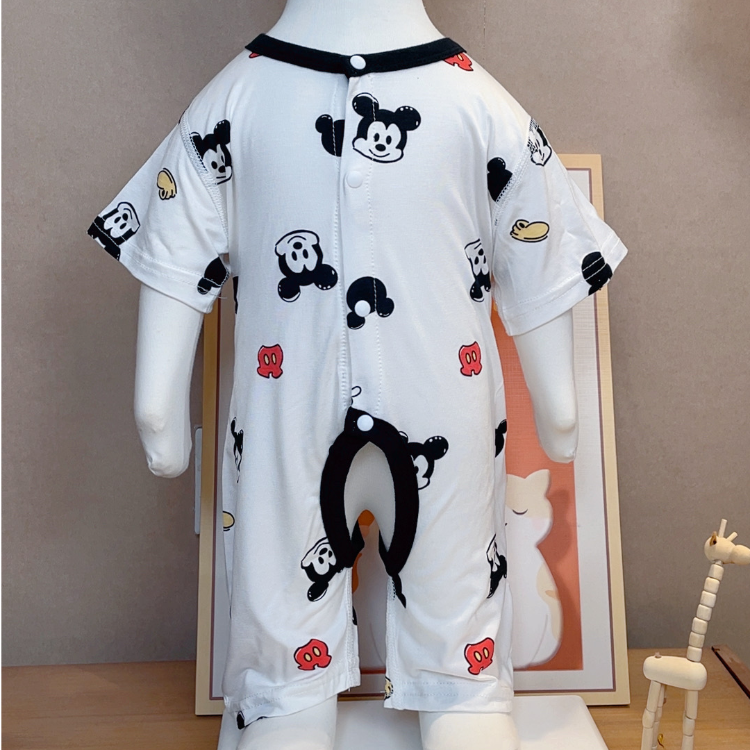 夏季超薄开档婴幼儿连体短袖爬服连体衣凉快透气男女宝宝通用