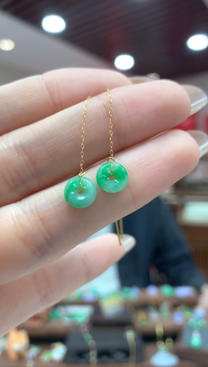 【闪购商品】翡翠耳饰18K金镶嵌耳线多样性发货1件