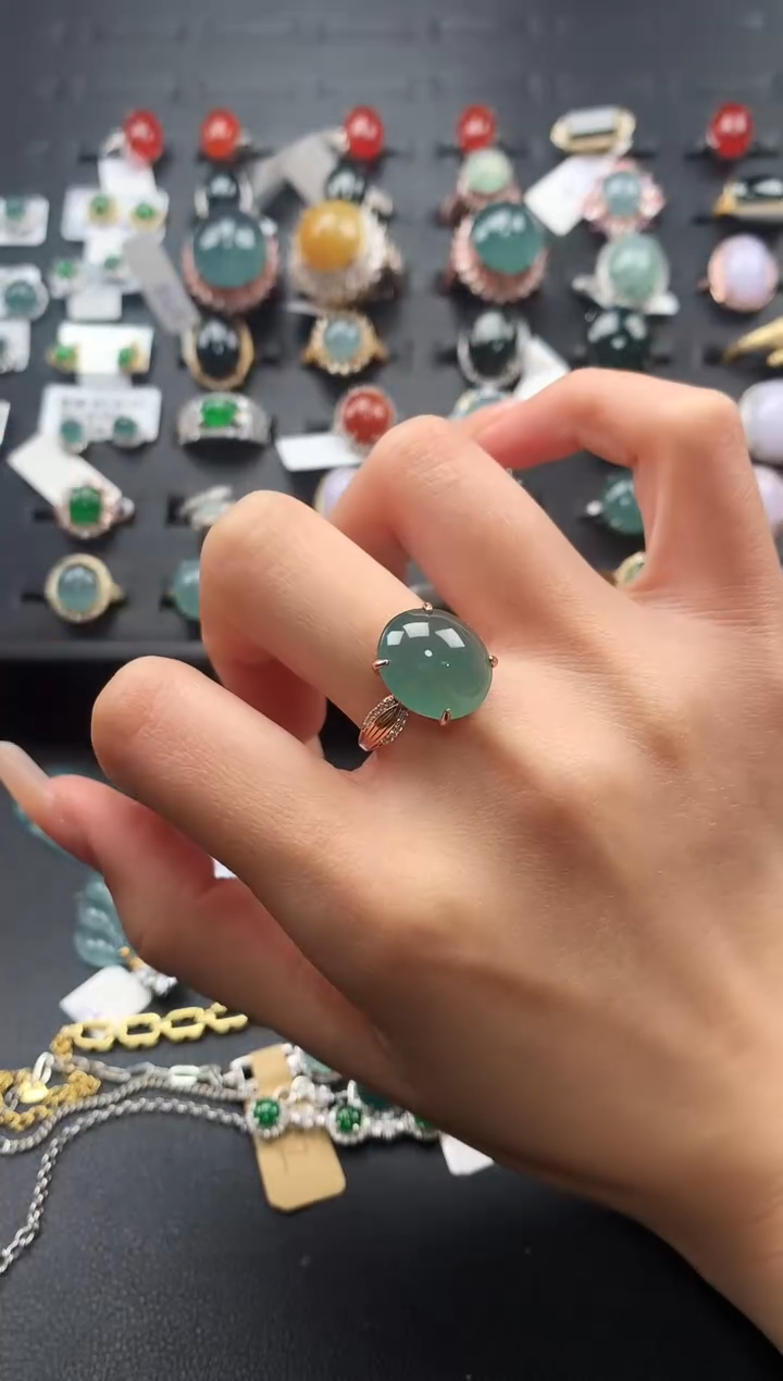 【闪购商品】翡翠戒指银S925镶嵌4365475476547