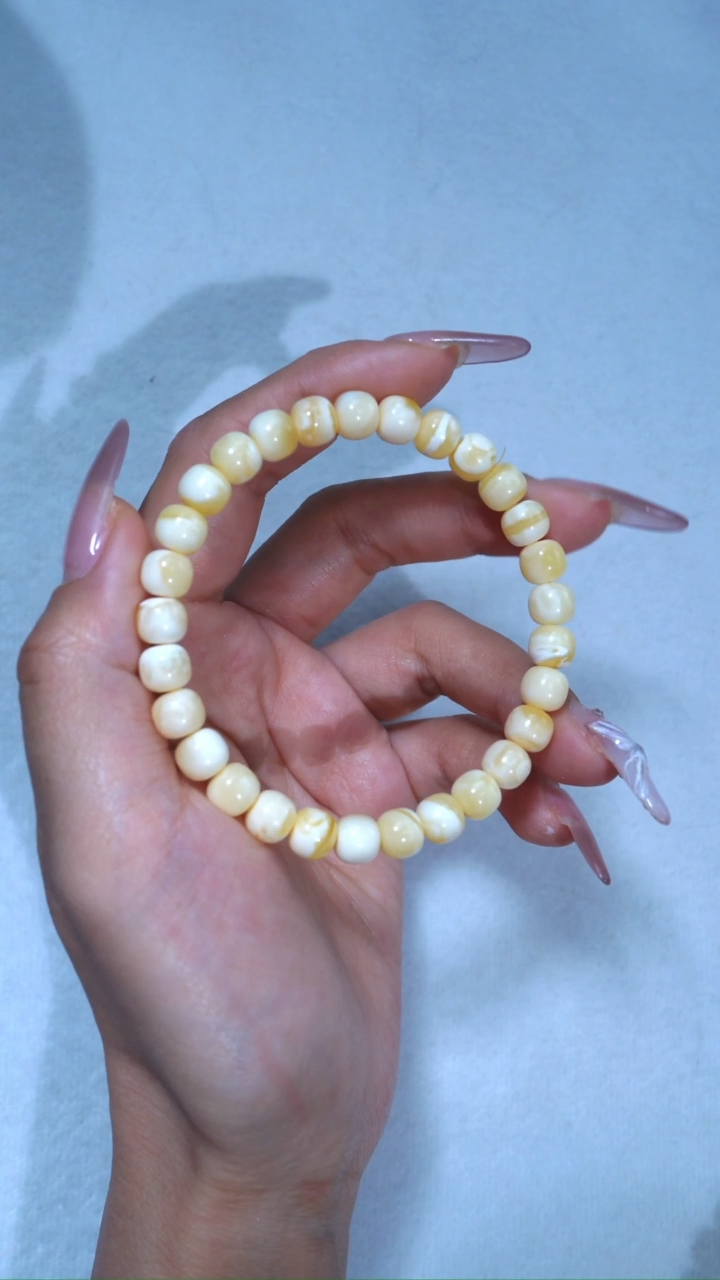 【闪购商品】蜜蜡手链未镶嵌（福利）7.5mm瓷白浓蜡溶洞妖花