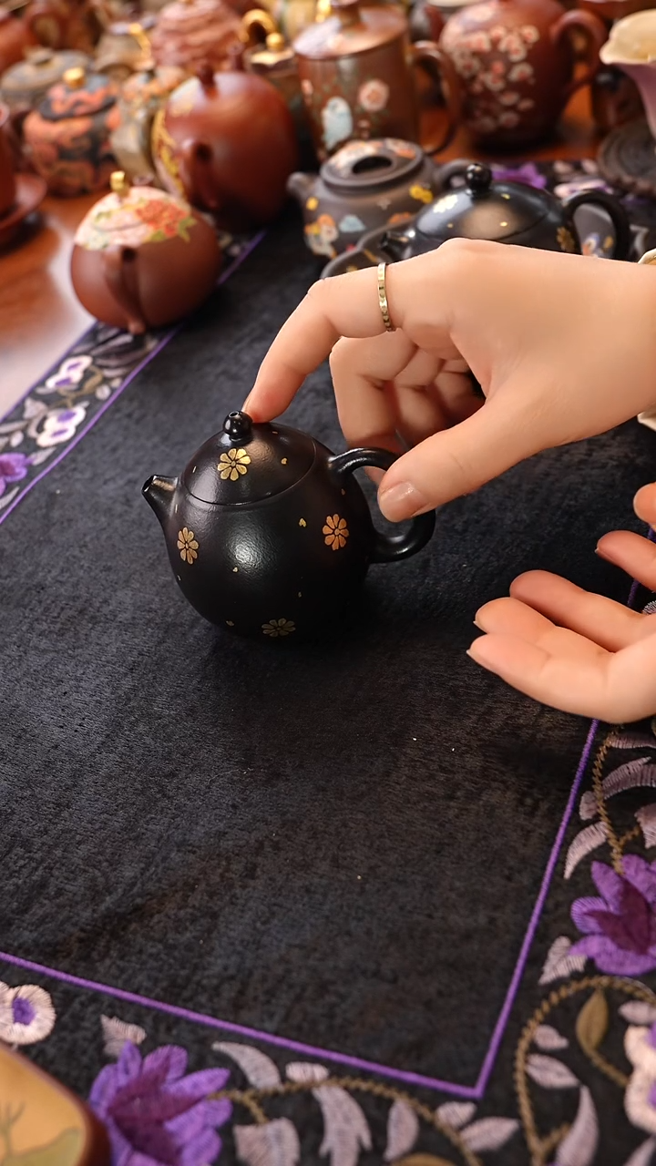 茶壶紫砂洒金三才盖碗