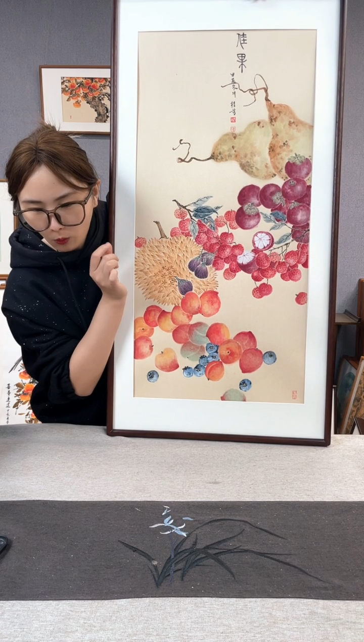 【闪购商品】国画手写手绘带框作品-53*103-武桂芳