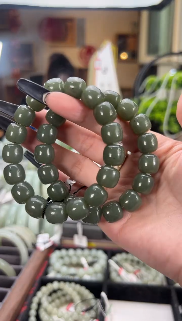 手串未镶嵌和田玉塔县皮勒青老型珠手串卡11*12发其一
