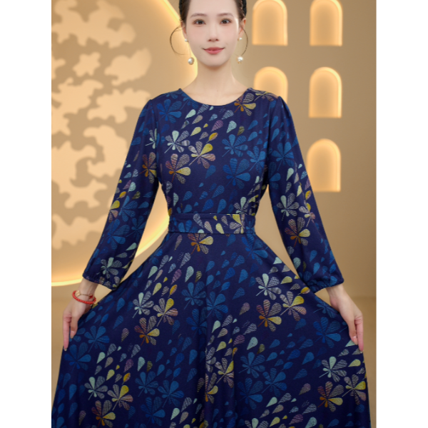 杭州原版正品新款时尚显瘦气质中长款连衣裙LYQ251568