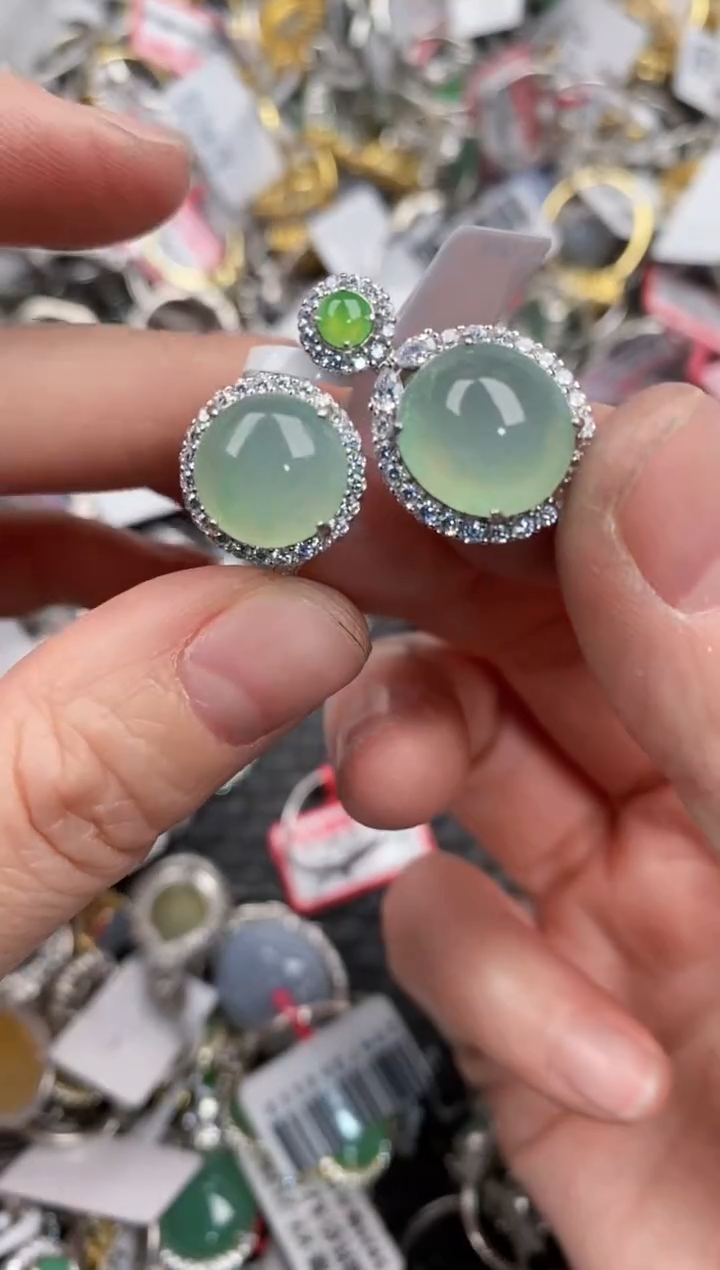 银S925镶嵌戒指翡翠11   1