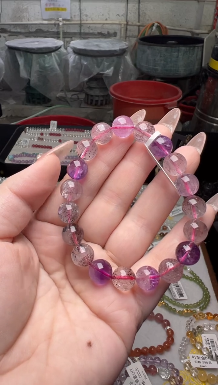 水晶手串未镶嵌彩超七10+多样性发其一-A03279-10