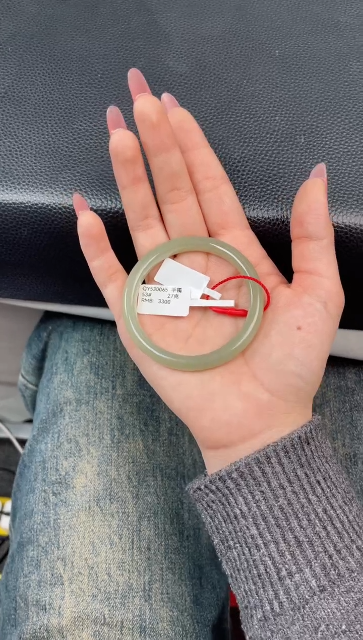 【闪购商品】和田玉手镯未镶嵌和田玉青海料浅晴水手镯53圈口
