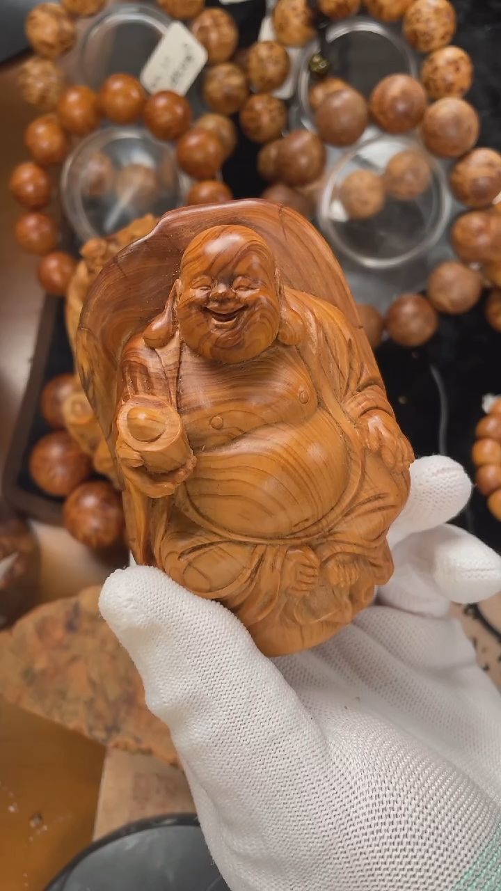 【闪购商品】柏木（崖柏）手串/手链黑油 弥勒佛