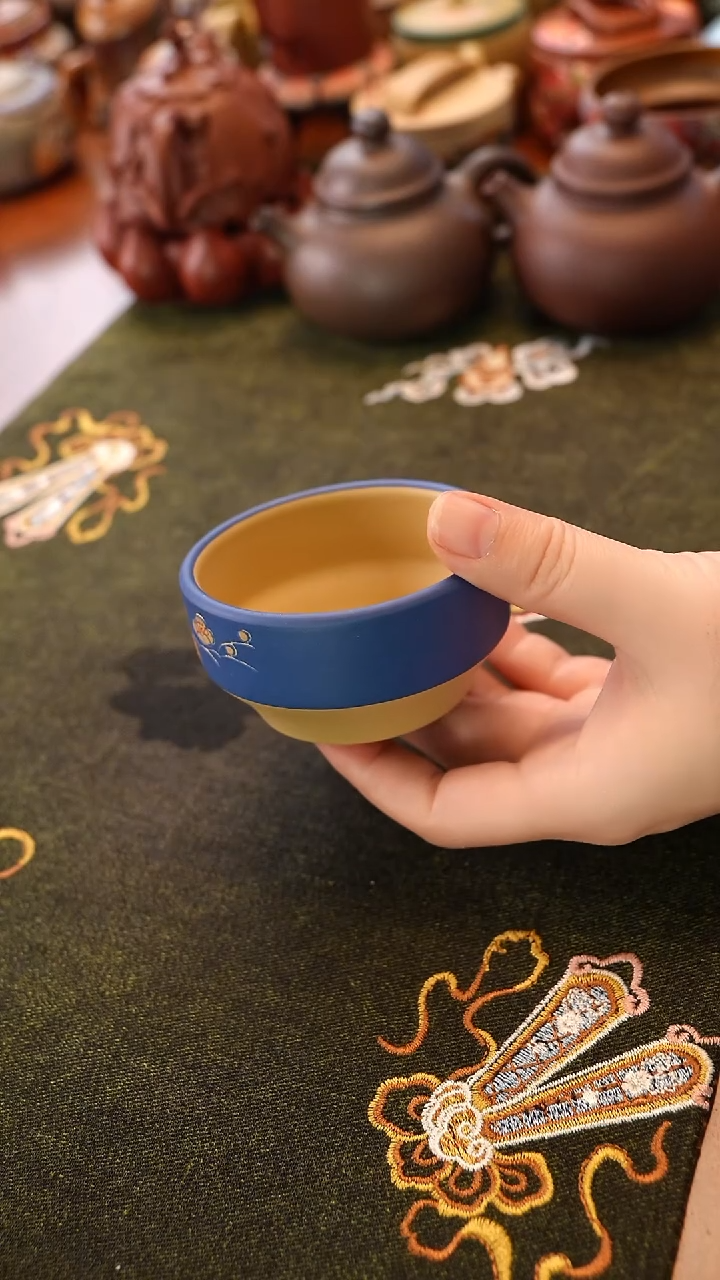 茶壶紫砂蓝莓花杯子