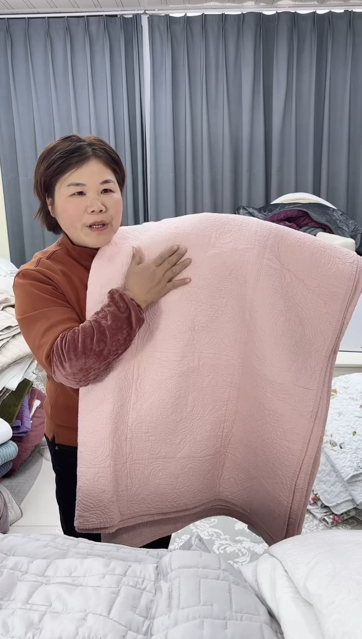 棉粉色纯棉被套四件套2.2*2.3