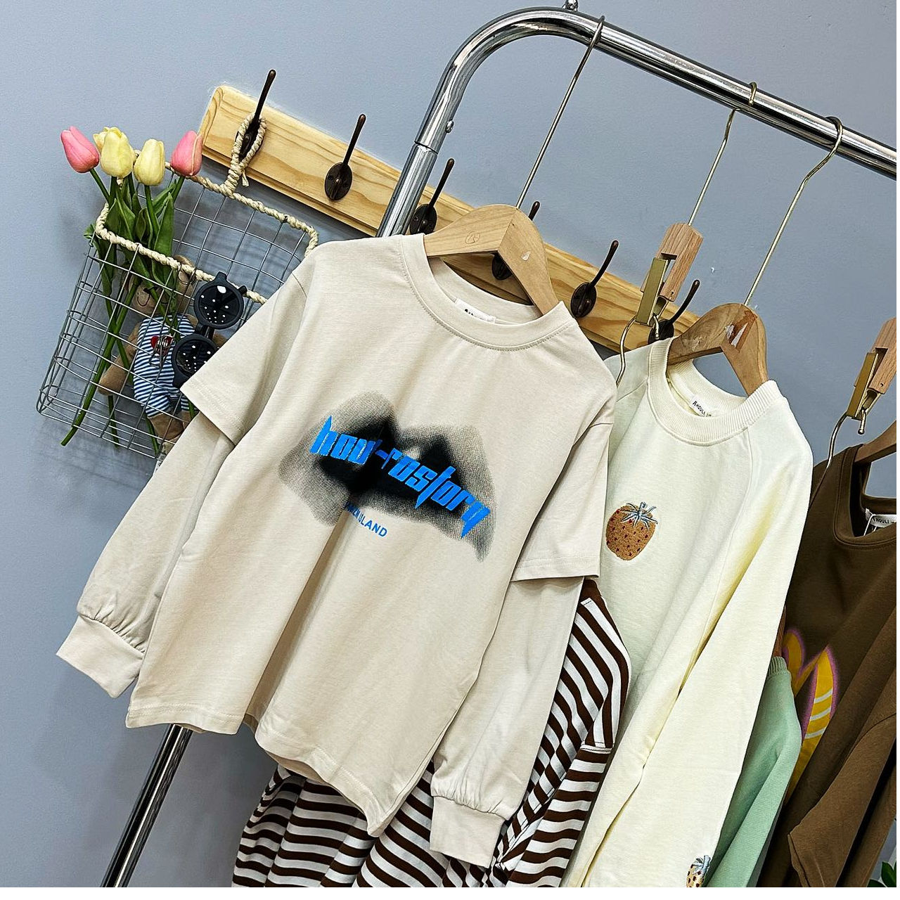 23017高端专享厚里春款休闲长T恤浅灰色