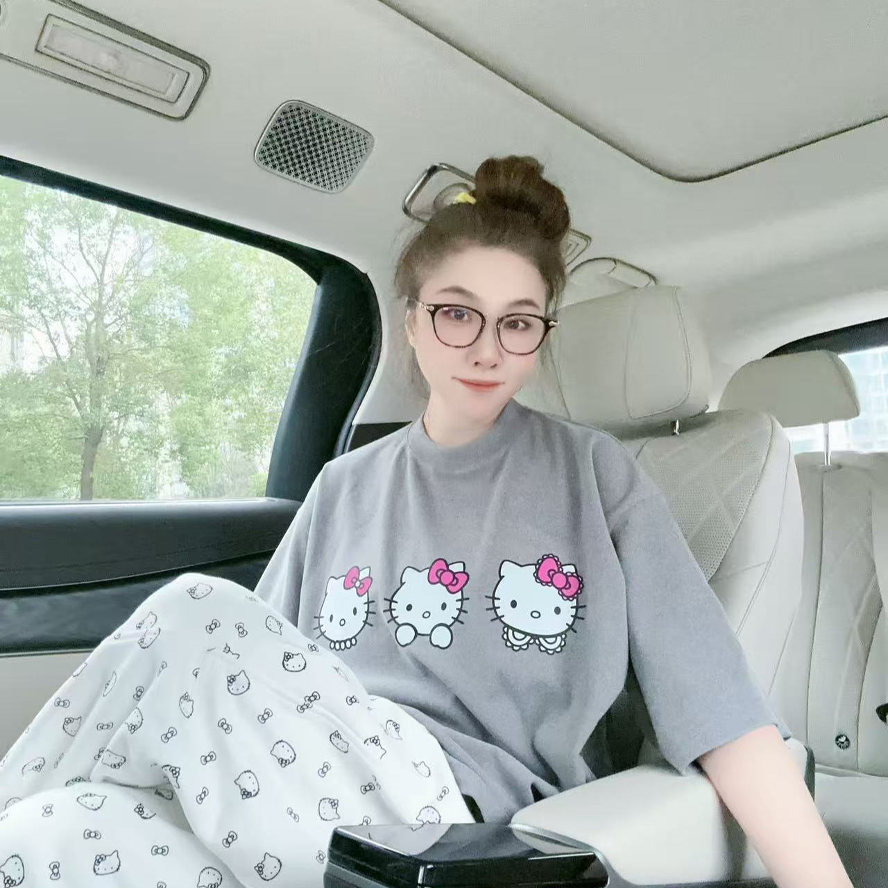 《丫丫推荐款》12280 新款卡通KT猫咪灰色短袖T恤