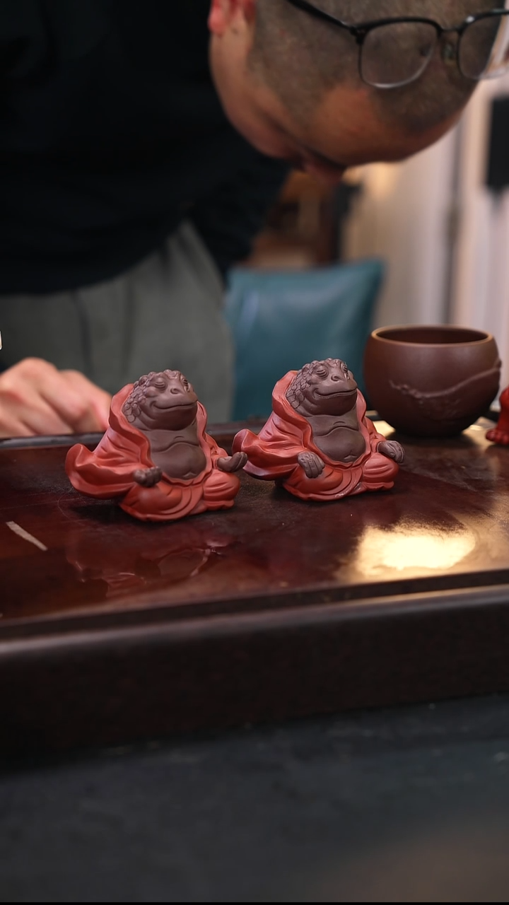 蟾仙一对雕塑茶宠