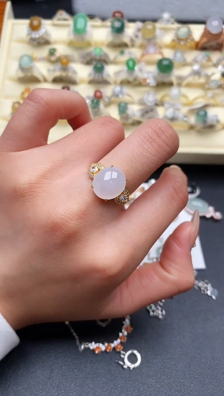 【闪购商品】翡翠戒指银S925镶嵌4444444+1