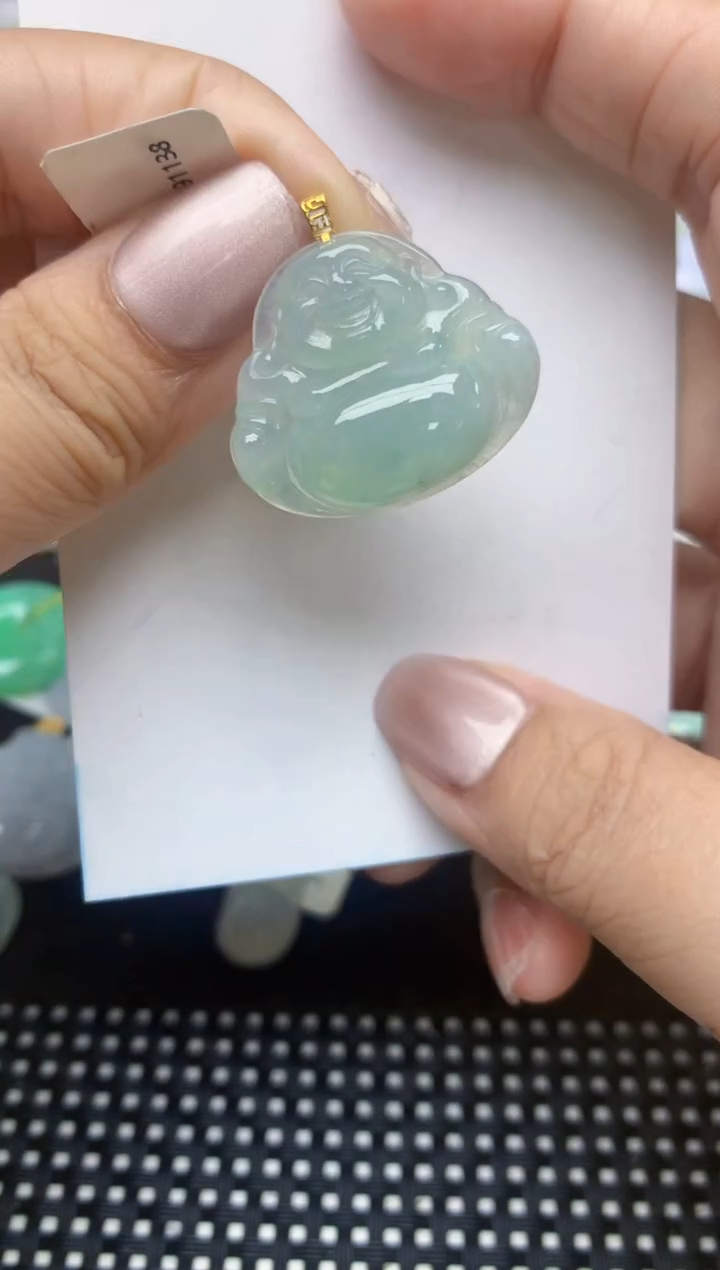 翡翠18K金镶嵌颈饰天然缅甸A货翡翠