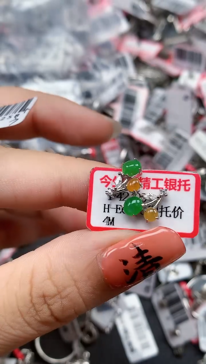 银S925镶嵌戒指翡翠天然A货缅甸翡翠