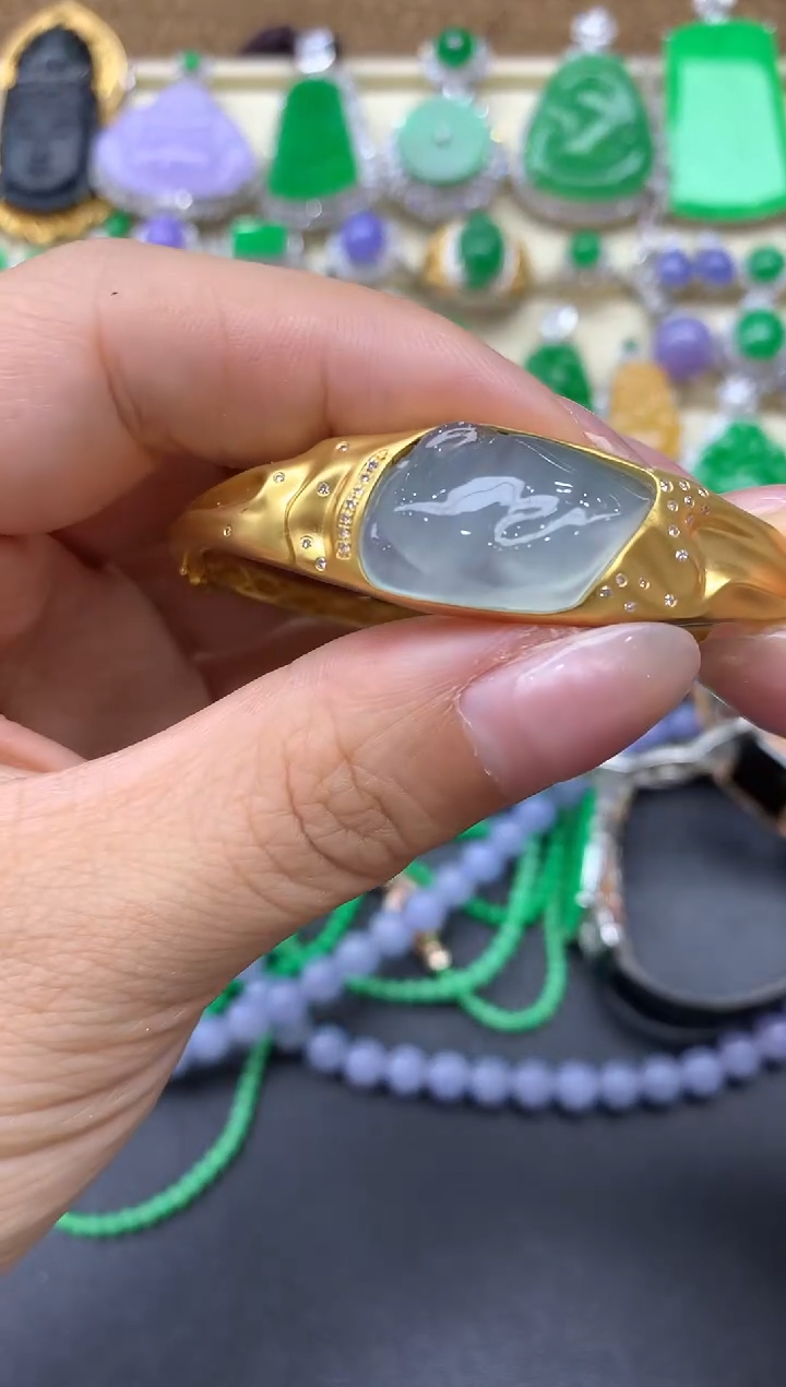 【闪购商品】翡翠手镯18K金镶嵌317-中国好珍宝