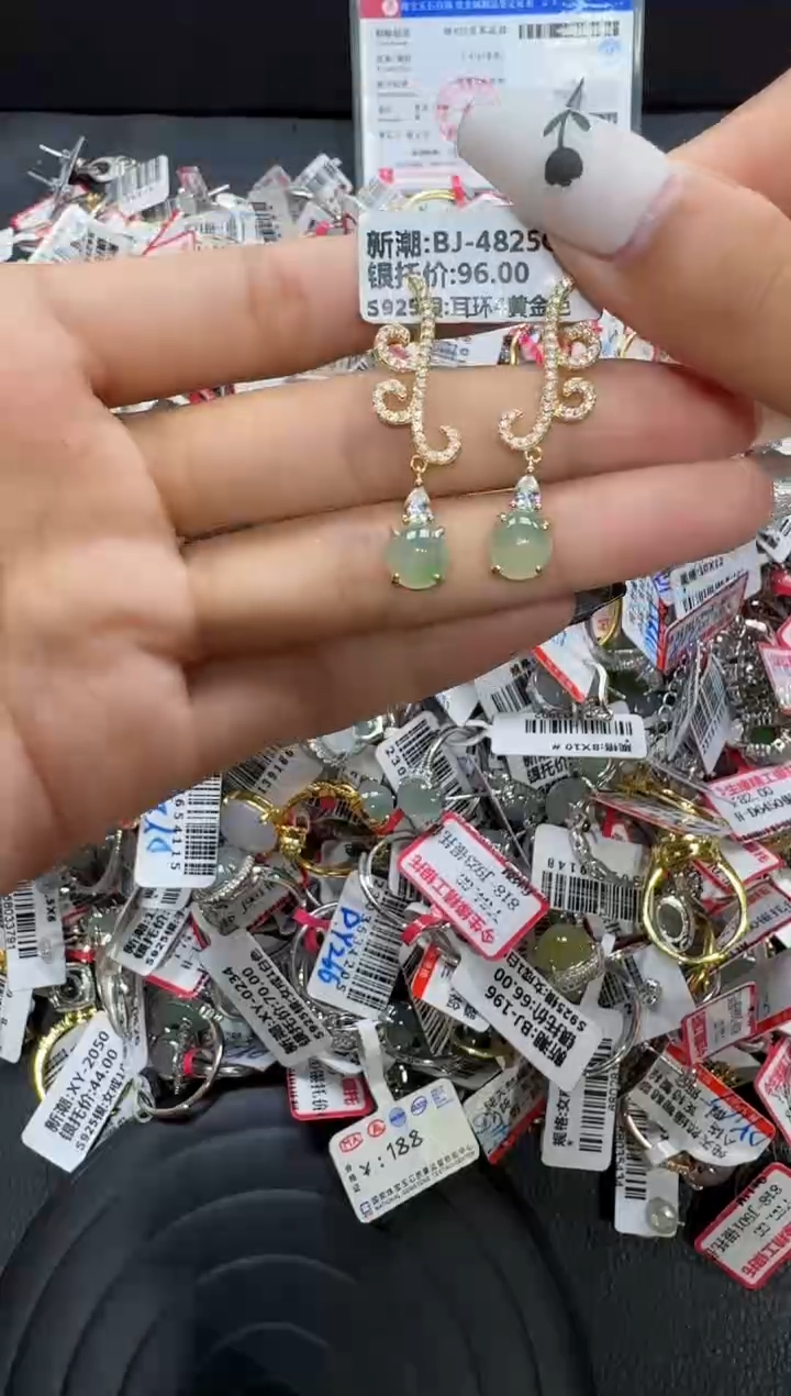 翡翠戒指银S925镶嵌戒指113