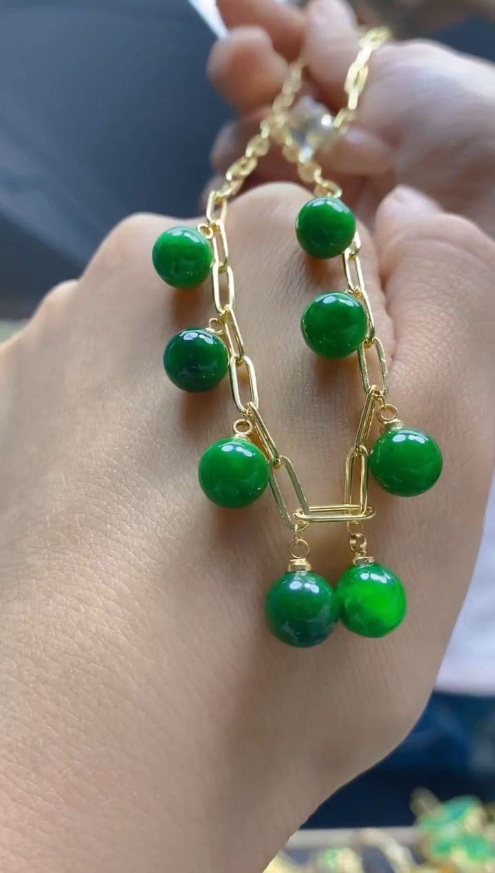 【闪购商品】翡翠耳饰合金123翡翠锁骨链