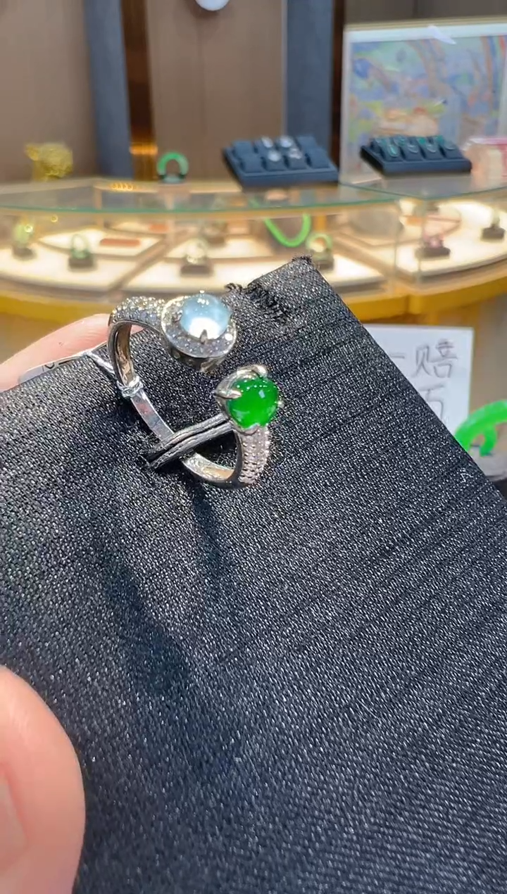 翡翠戒指银S925镶嵌多样性发其一