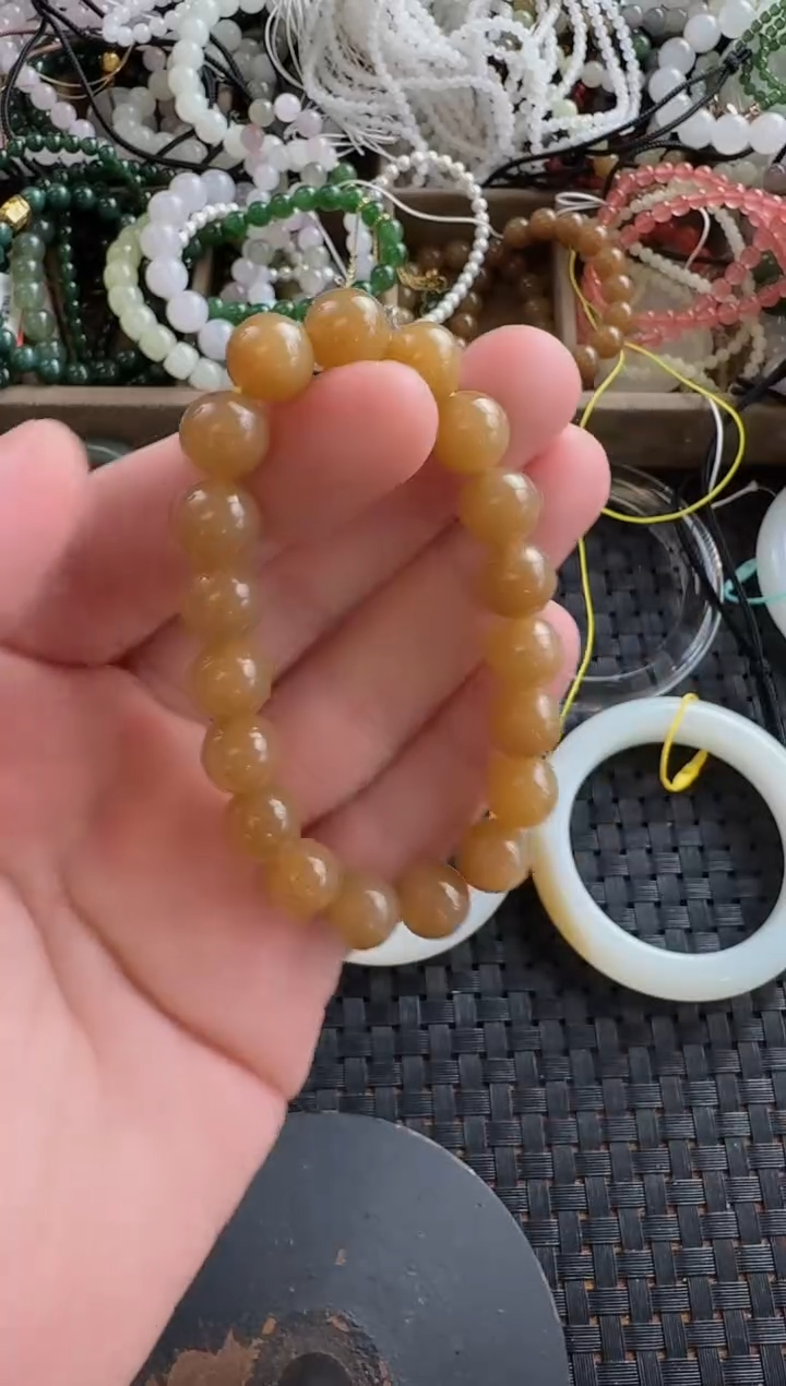颈饰未镶嵌和田玉10mm糖玉手串