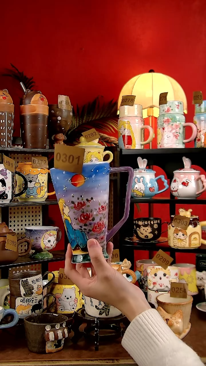 杯子瓷DIY景德镇创意手工陶瓷卡通风小王子可乐杯水杯大号