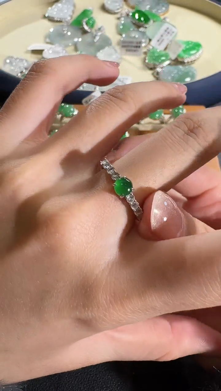 【闪购商品】翡翠戒指18K金镶嵌【源头工厂】钻石镶嵌