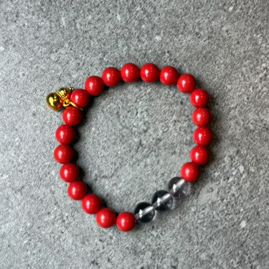 含辰砂工艺品【心如珠宝赐福】平安守护 儿童朱砂手串 ZC3300