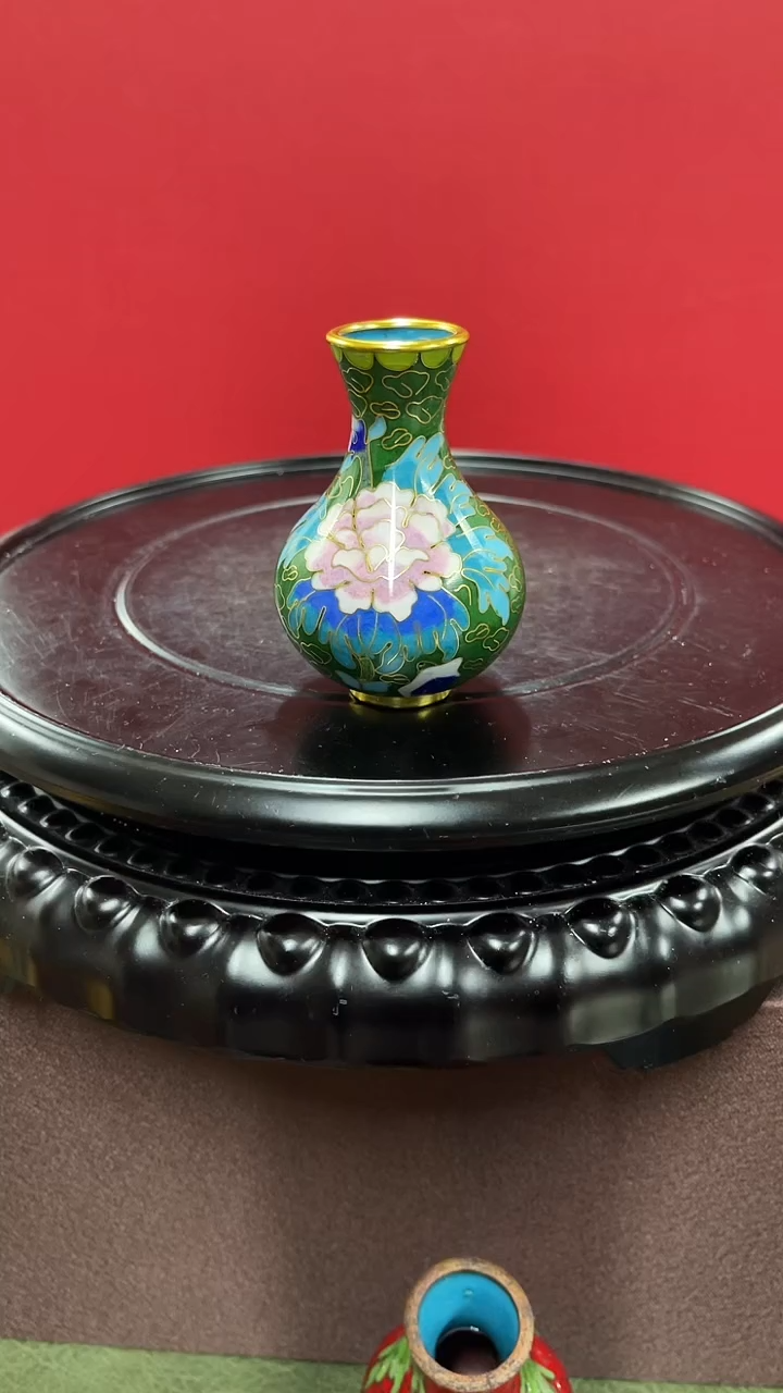 【闪购商品】非遗 景泰蓝玉壶春小赏瓶 绿色