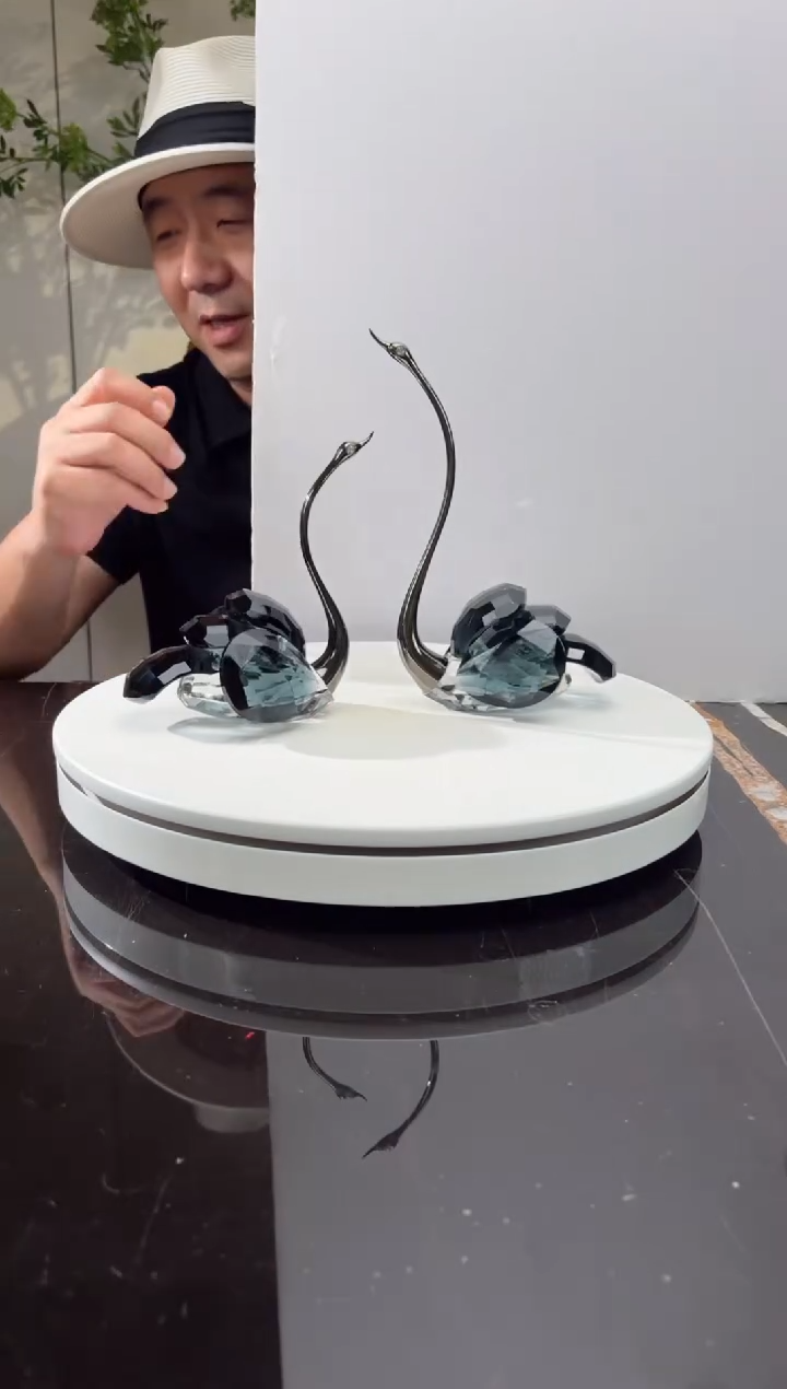 摆件CS0103050墨兰水晶天鹅一对