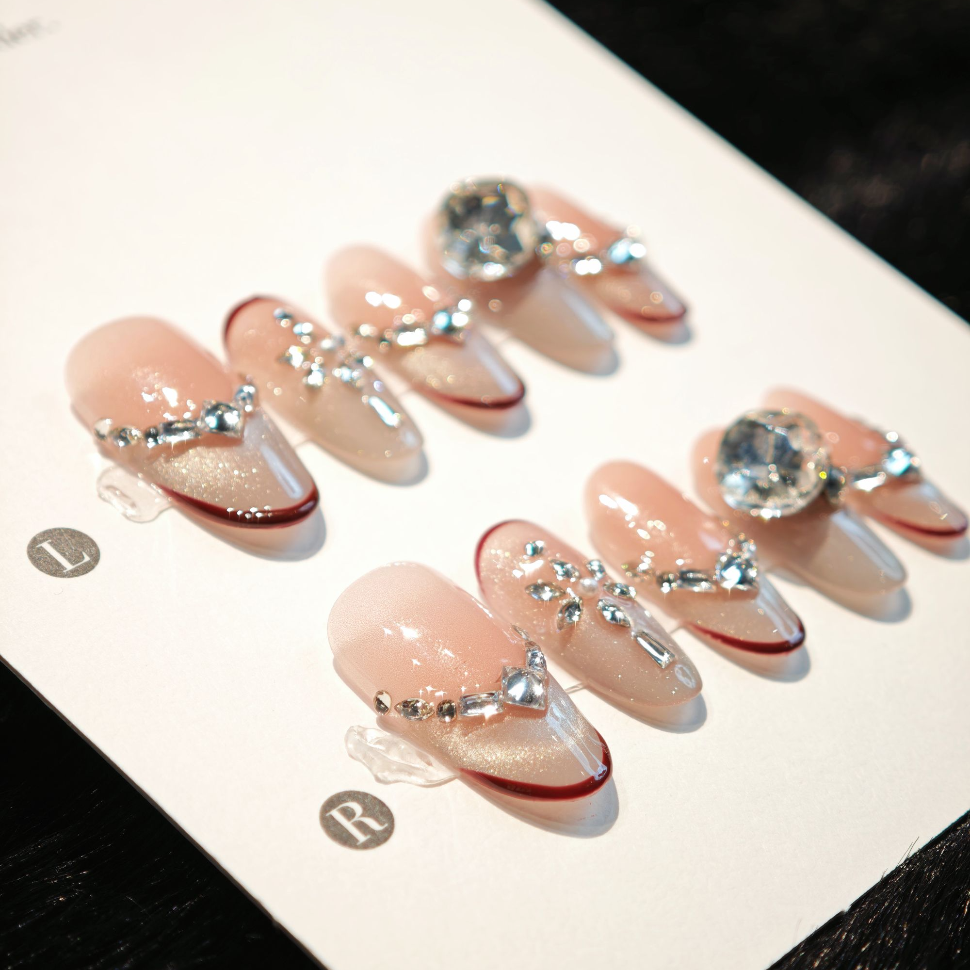 【甲丛印记】法式浪漫微笑碎钻穿戴甲0017