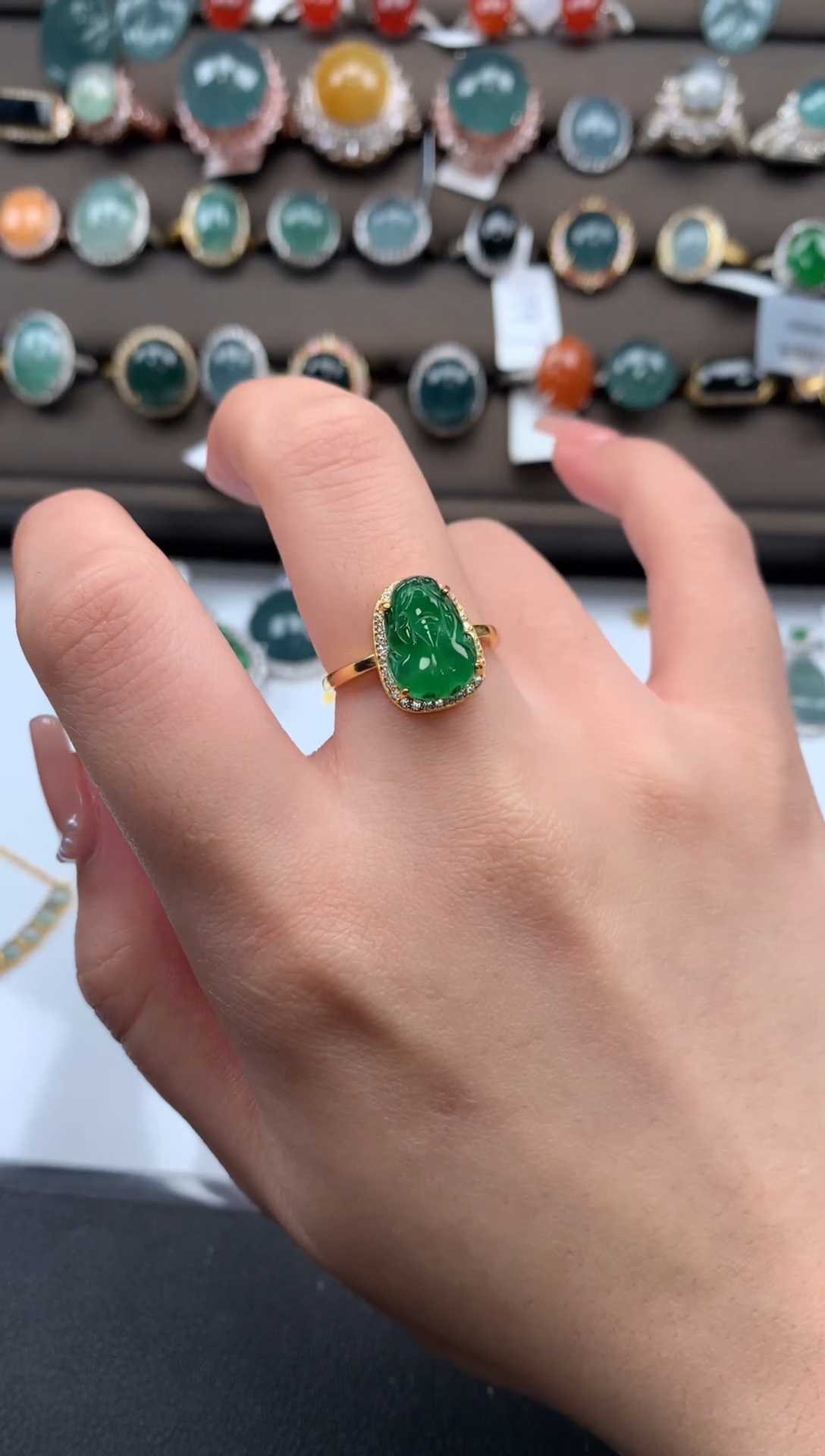 【闪购商品】翡翠戒指银S925镶嵌52134