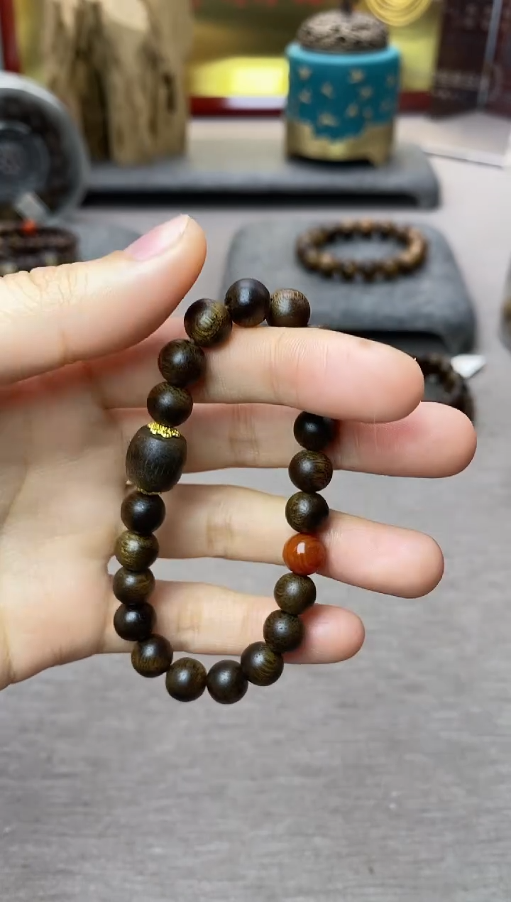 【闪购商品】沉香手串紫棋08+白棋单珠沉水老料