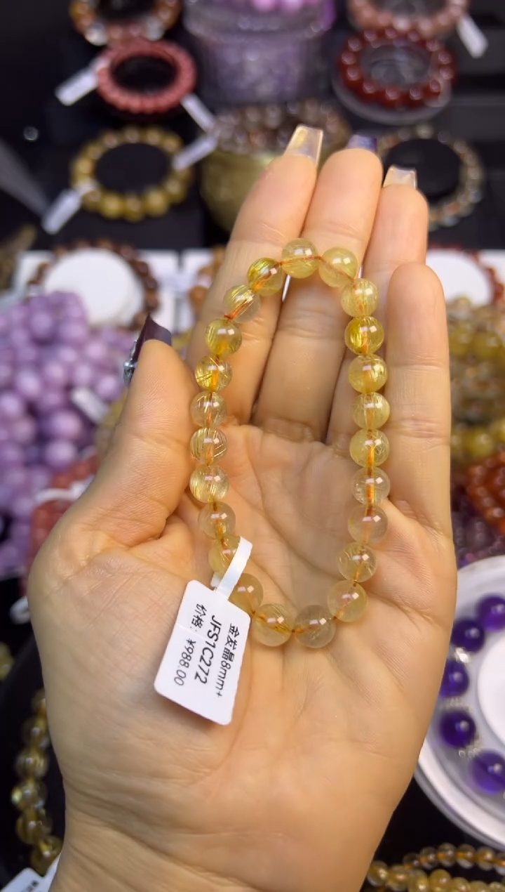 未镶嵌手串水晶金发晶8mm+