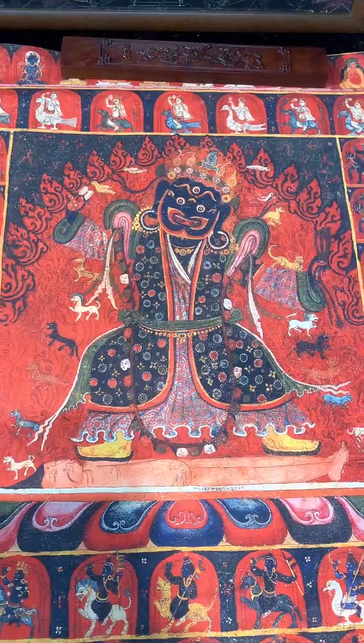 卷轴画146二臂黑袍持鼓护法