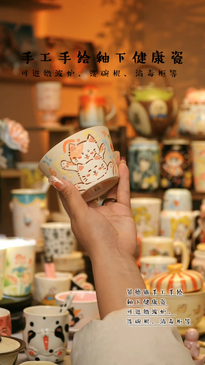 【闪购商品】杯景德镇高温釉下彩陶瓷&W322