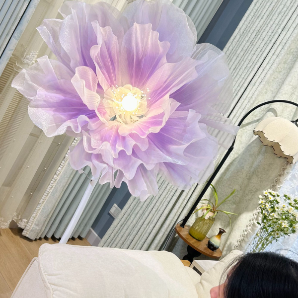 珠光纱怦然心紫落地开合花灯直播间展示装饰简约饰卧室橱窗摆件