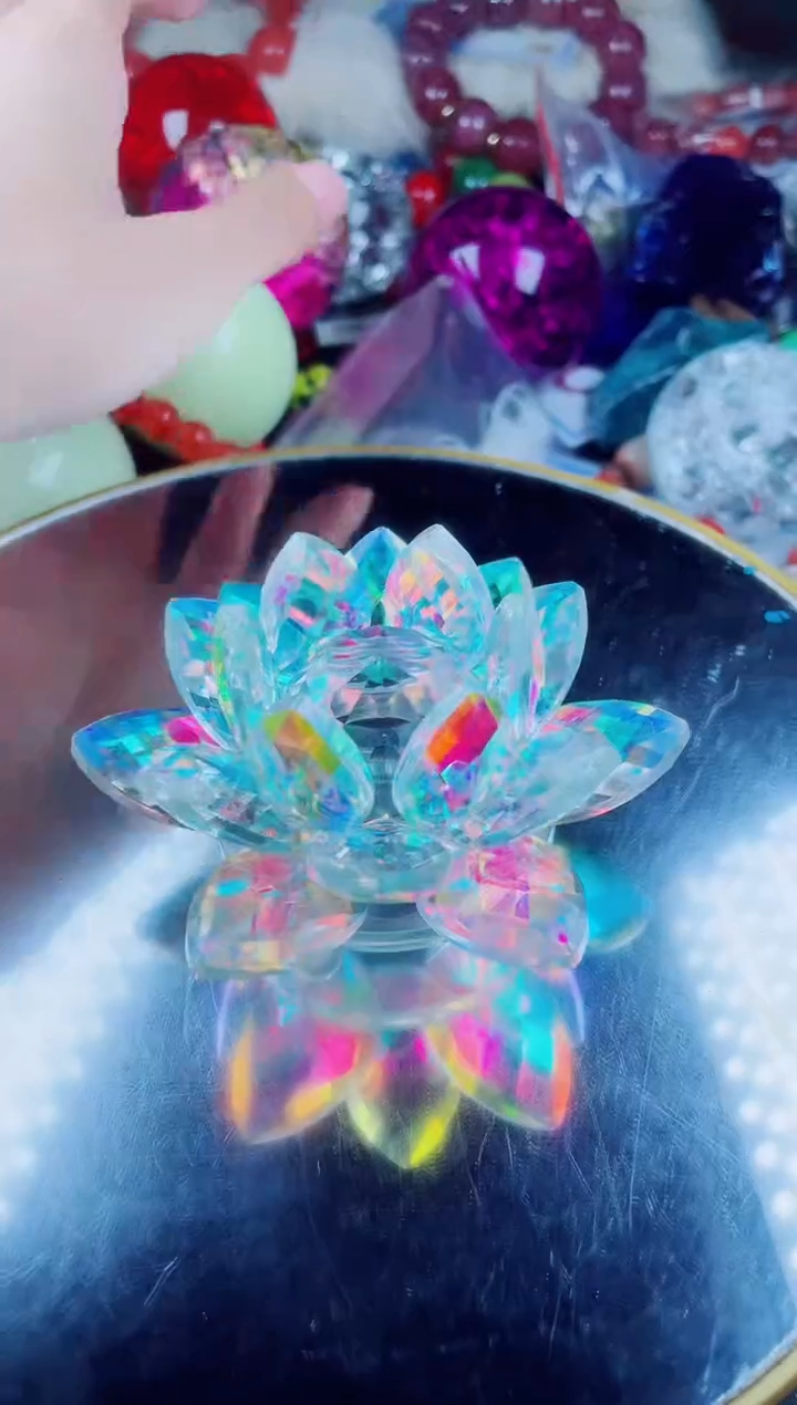 菱锰矿未镶嵌摆件七彩莲花摆件